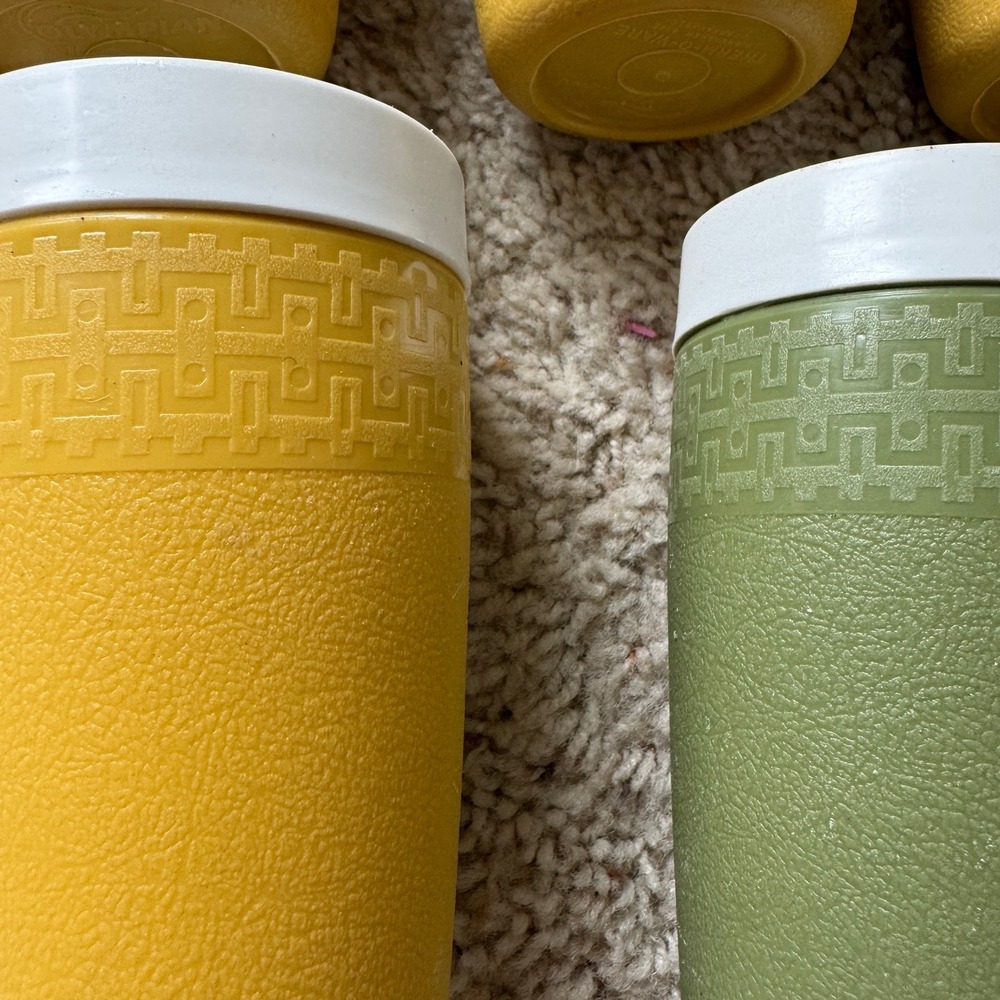 Vintage Olympian Therm-O-Ware Insulated Tumblers Harvest Gold Avocado Green 5pc - Picture 2 of 6